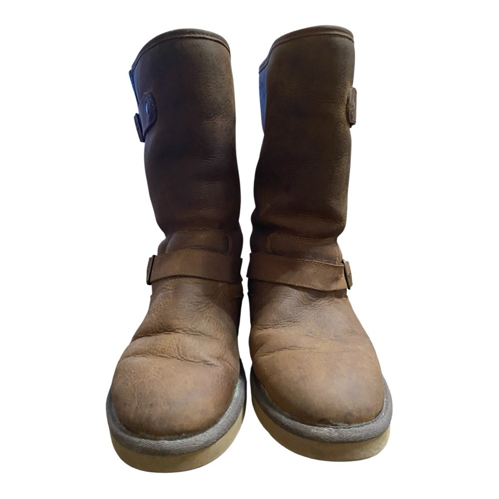 UGG Brown Leather Women's Winter Rain Boots